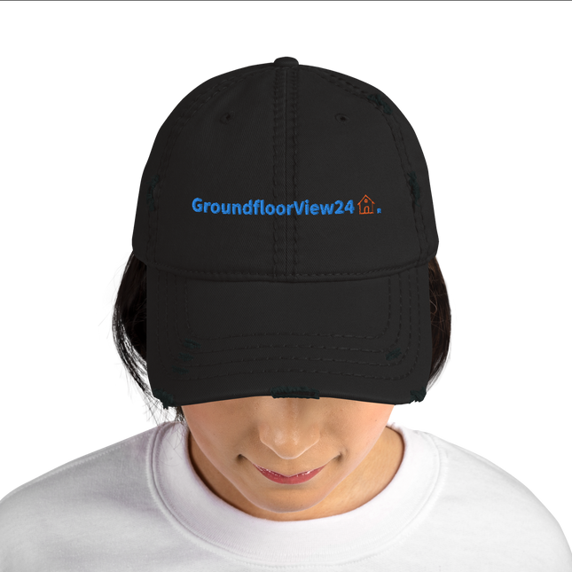 Portugal Distressed Dad Hat GroundfloorView24 with 3 Logos.