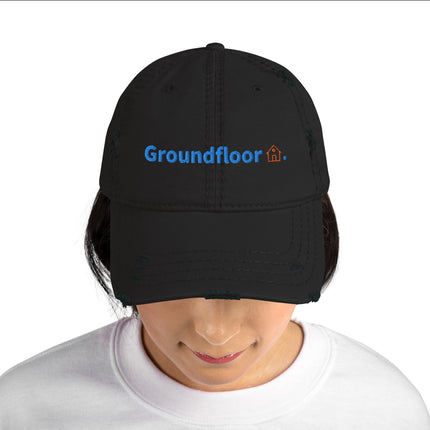 Portugal Distressed Dad Hat Groundfloor with 3 Logos.