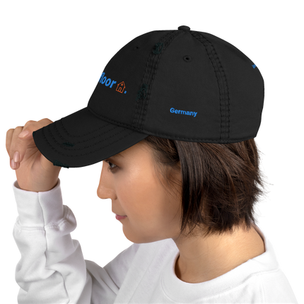 Germany Distressed Dad Hat Groundfloor with 3 Logos.