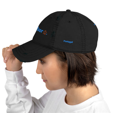 Portugal Distressed Dad Hat Groundfloor with 3 Logos.