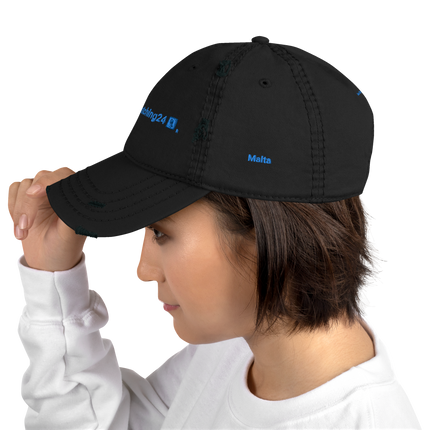 Malta Distressed Dad Hat Real Estate Matching24 with 3 Logos.