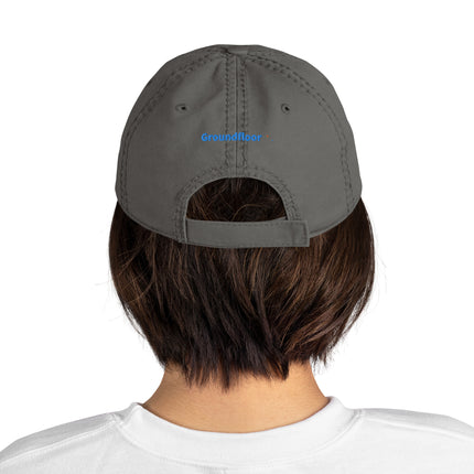 Portugal Distressed Dad Hat Groundfloor with 3 Logos.