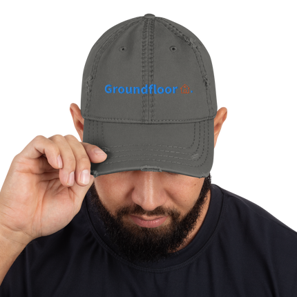 Italy Distressed Dad Hat Groundfloor with 3 Logos.