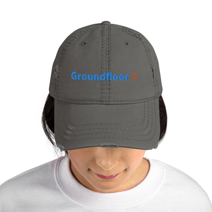 Portugal Distressed Dad Hat Groundfloor with 3 Logos.