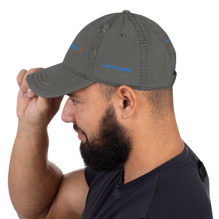 Czech Republic Distressed Dad Hat GroundfloorView24 with 3 Logos.