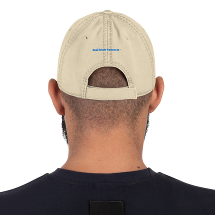 North Macedonia Distressed Dad Hat Real Estate Partner24 with 3 Logos.