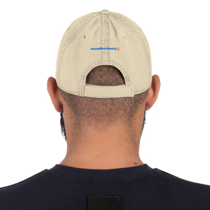 Czech Republic Distressed Dad Hat GroundfloorView24 with 3 Logos.