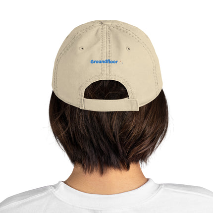 Portugal Distressed Dad Hat Groundfloor with 3 Logos.