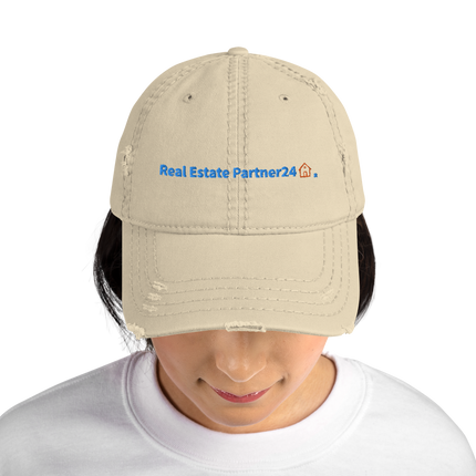 Hungary Distressed Dad Hat Real Estate Partner24 with 3 Logos.