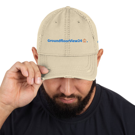 Czech Republic Distressed Dad Hat GroundfloorView24 with 3 Logos.
