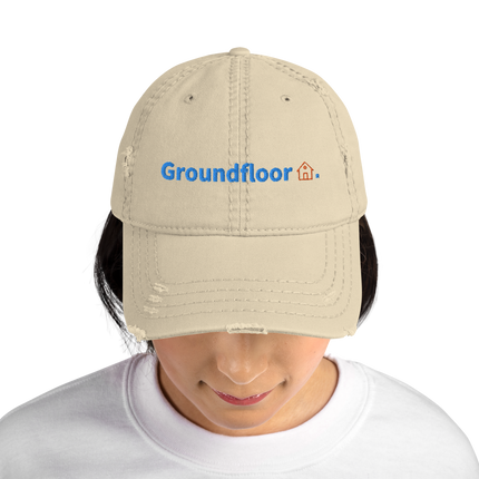 Hungary Distressed Dad Hat Groundfloor with 3 Logos.