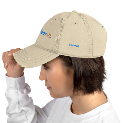 Portugal Distressed Dad Hat Groundfloor with 3 Logos.