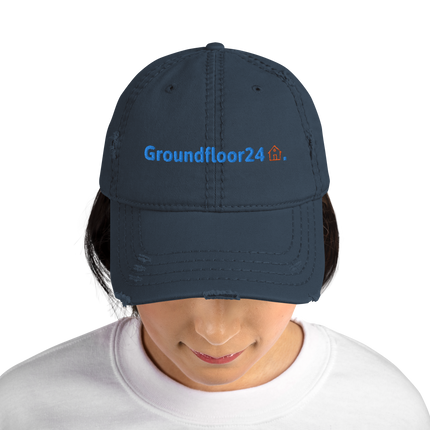 Sweden Distressed Dad Hat Groundfloor24 with 3 Logos.
