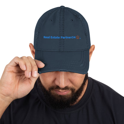 Italy Distressed Dad Hat Real Estate Partner24 with 3 Logos.
