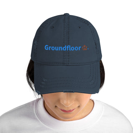 Portugal Distressed Dad Hat Groundfloor with 3 Logos.