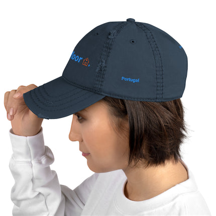 Portugal Distressed Dad Hat Groundfloor with 3 Logos.