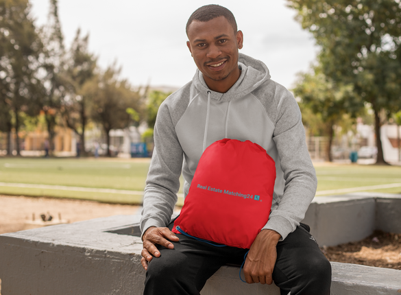 Drawstring bag with Real Estate Matching24 Logo