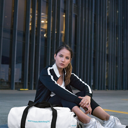 All-over print gym bag with Real Estate Matching24 Logo