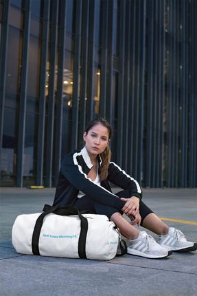 All-over print gym bag with Real Estate Matching24 Logo