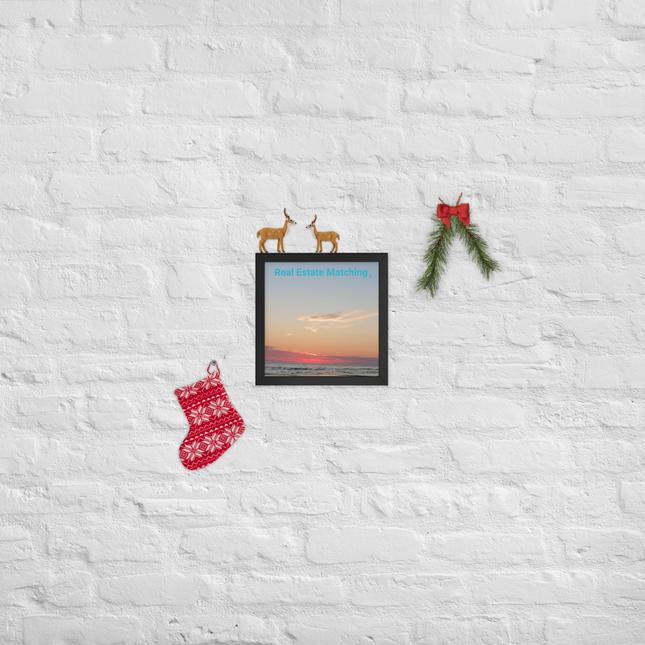 Sunset Sinari Framed poster with Real Estate Matching Logo