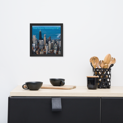 Beutiful Sinari Framed poster with Real Estate Matching24 Logo