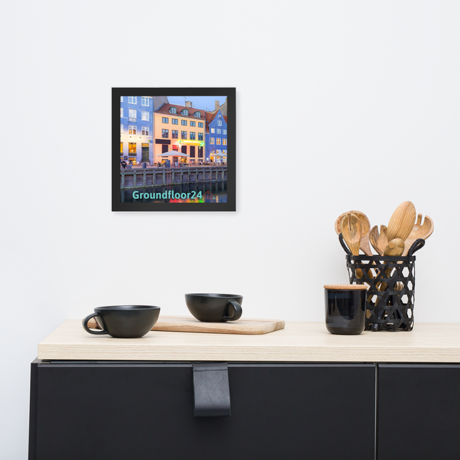 Nyhavn Framed poster with Groundfloor24 Logo
