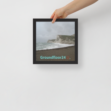 Waves and Sand Framed poster with Groundfloor24 with House Logo