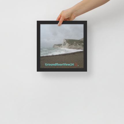 Waves and Sand Framed poster with groundfloorview24 with House Logo