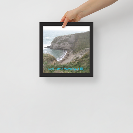 Sea & Hills Framed poster with realestatematching24 with key Logo