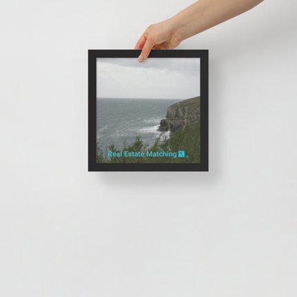 Seaside Serenity Framed poster with realestatematching with key Logo