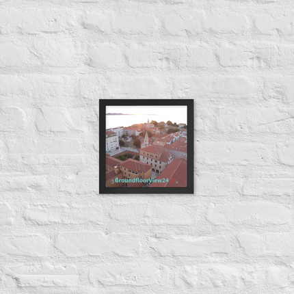 Roof Sunset View Framed poster with groundfloorview24 with House Logo