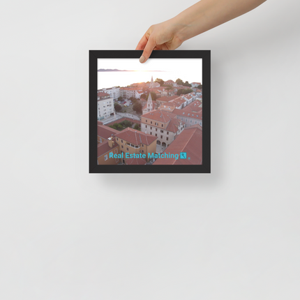 Roof Sunset View Framed poster with realestatematching with key Logo