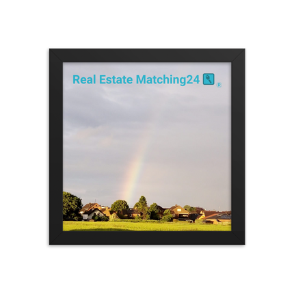 The Rainbow Sinari Framed poster with Real Estate Matching24 Logo