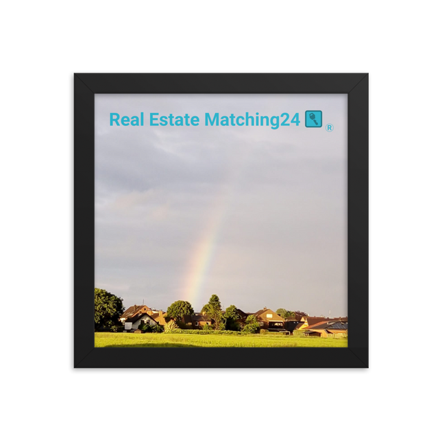 The Rainbow Sinari Framed poster with Real Estate Matching24 Logo