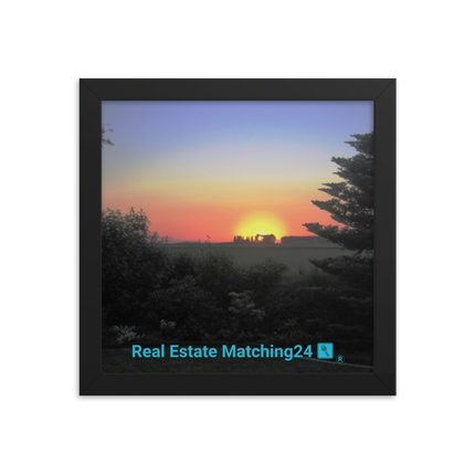 Beautiful Sunset Sinari Framed poster with realestatematching24 with key Logo