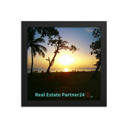 Beautiful Sea View Framed poster with realestatepartner24 with house Logo
