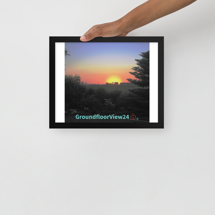 Beautiful Sunset Sinari Framed poster with groundfloorview24 with House Logo