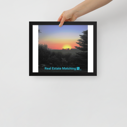 Beautiful Sunset Sinari Framed poster with realestatematching with key Logo