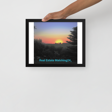 Beautiful Sunset Sinari Framed poster with realestatematching24 without key Logo