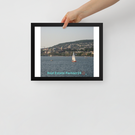 Beautiful River & Hills Sinari Framed poster with realestatepartner24 with house Logo