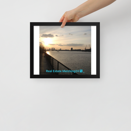 Awesome River View Framed poster with realestatematching24 with key Logo