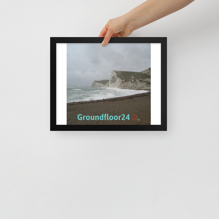 Waves and Sand Framed poster with Groundfloor24 with House Logo