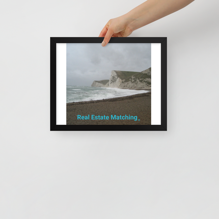 Waves and Sand Framed poster with realestatematching without key Logo