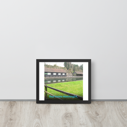 Lakeside Serenity Framed poster with realestatematching24 without key Logo