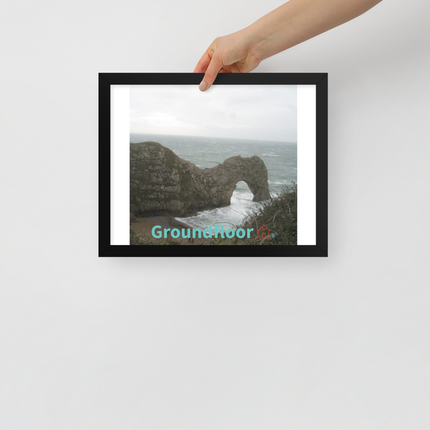 Coastal Escape Framed poster with Groundfloor with House Logo