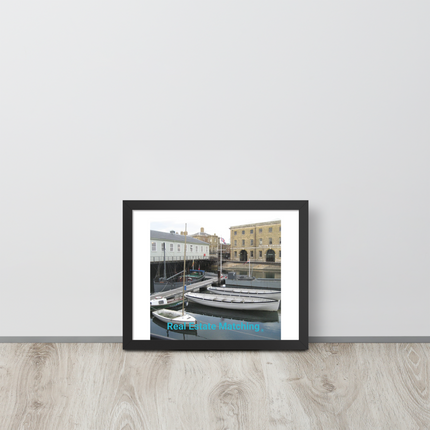 Boat on Water Framed poster with realestatematching without key Logo