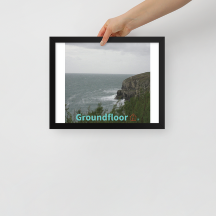Seaside Serenity Framed poster with Groundfloor with House Logo