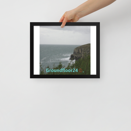 Seaside Serenity Framed poster with Groundfloor24 with House Logo