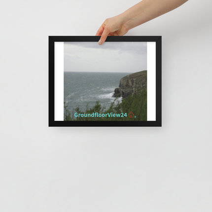 Seaside Serenity Framed poster with groundfloorview24 with House Logo