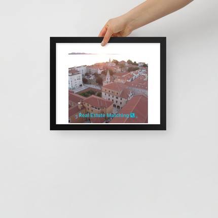 Roof Sunset View Framed poster with realestatematching with key Logo